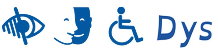Logos handicap visuel, handicap moteur, handicap intellectuel, troubles DYS